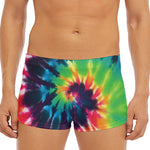 Black And Rainbow Tie Dye Print Men's Short Boxer Briefs