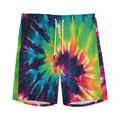 Black And Rainbow Tie Dye Print Men's Athletic Shorts