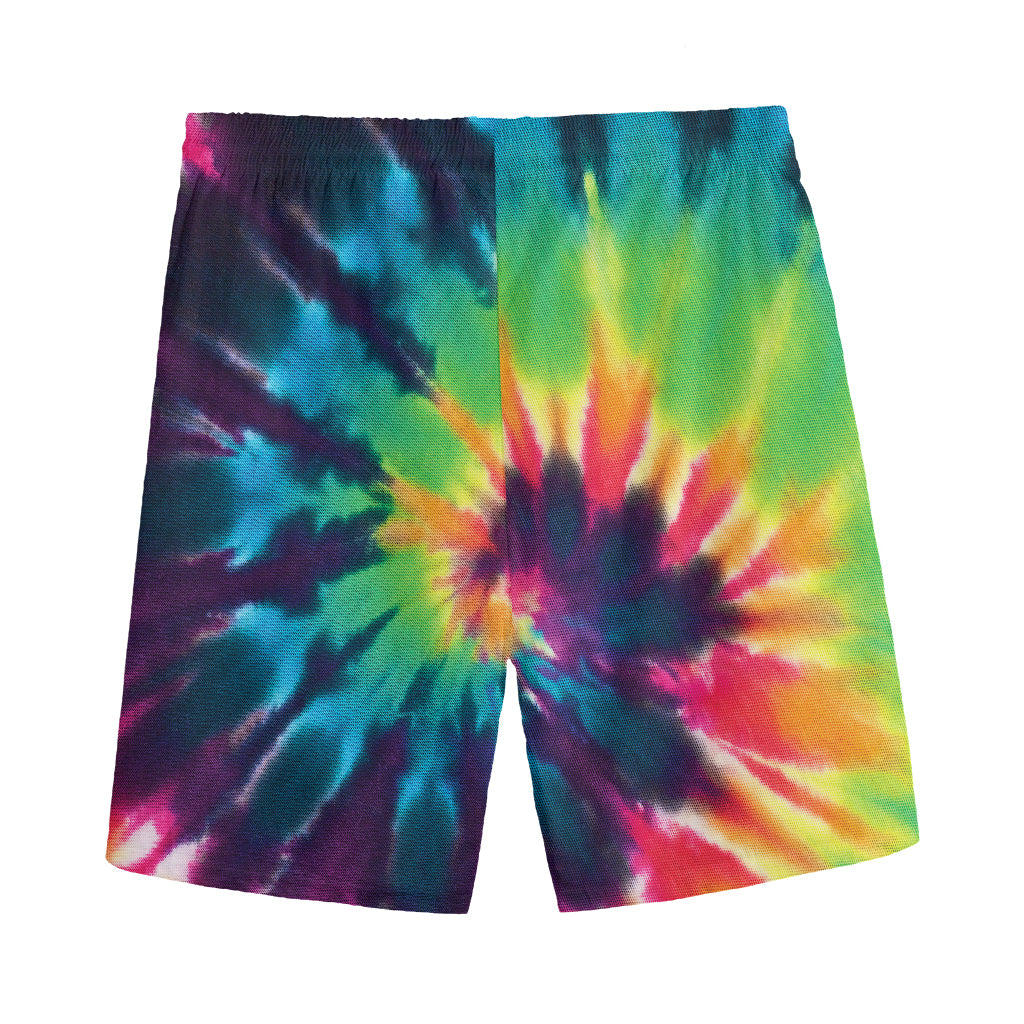 Black And Rainbow Tie Dye Print Men's Sports Shorts