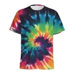 Black And Rainbow Tie Dye Print Men's Sports T-Shirt