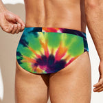 Black And Rainbow Tie Dye Print Men's Swim Briefs