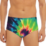 Black And Rainbow Tie Dye Print Men's Triangle Swim Briefs