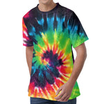 Black And Rainbow Tie Dye Print Men's Velvet T-Shirt