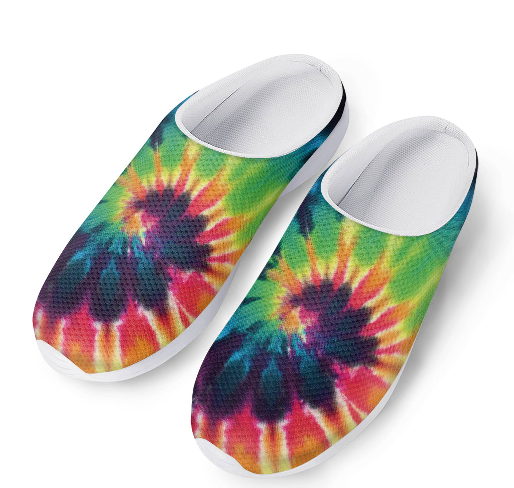 Black And Rainbow Tie Dye Print Mesh Casual Shoes