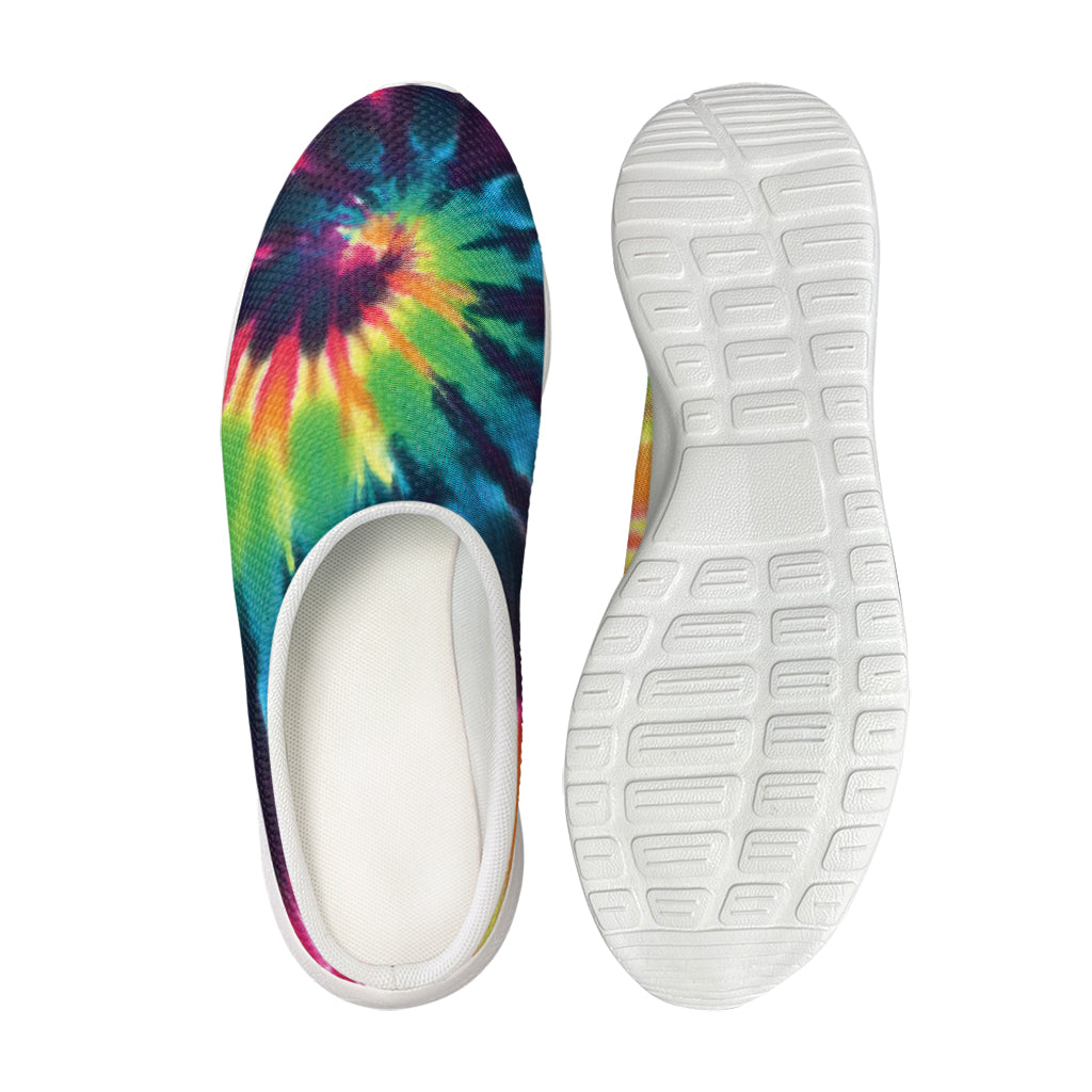 Black And Rainbow Tie Dye Print Mesh Casual Shoes