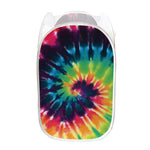 Black And Rainbow Tie Dye Print Mesh Laundry Hamper