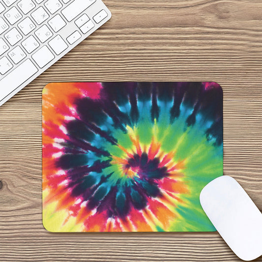 Black And Rainbow Tie Dye Print Mouse Pad