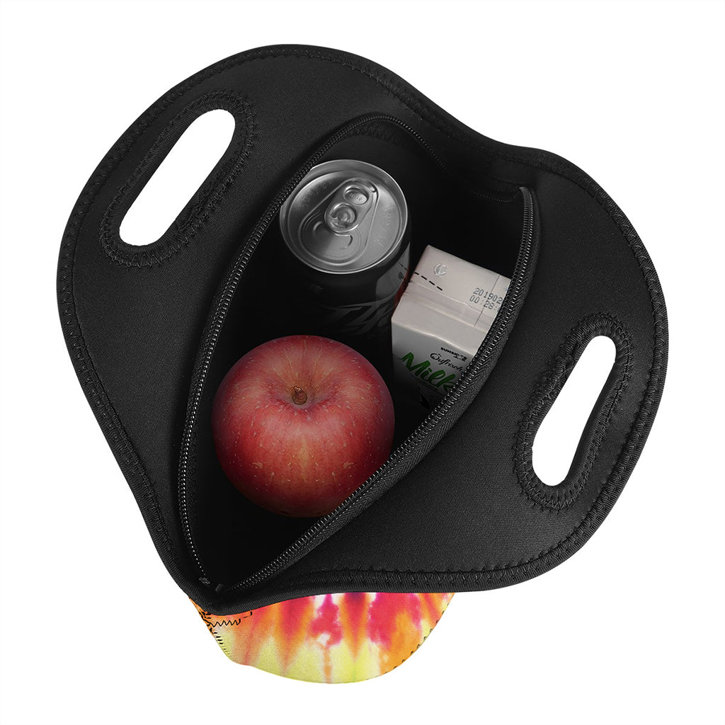 Black And Rainbow Tie Dye Print Neoprene Lunch Bag