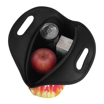 Black And Rainbow Tie Dye Print Neoprene Lunch Bag