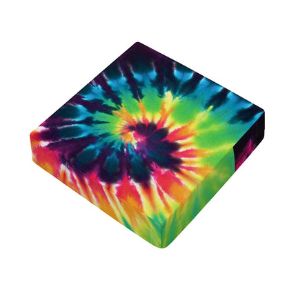 Black And Rainbow Tie Dye Print Outdoor Seat Cushion Cover