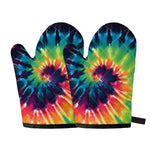 Black And Rainbow Tie Dye Print Oven Mitts