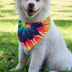 Black And Rainbow Tie Dye Print Over The Collar Dog Bandana