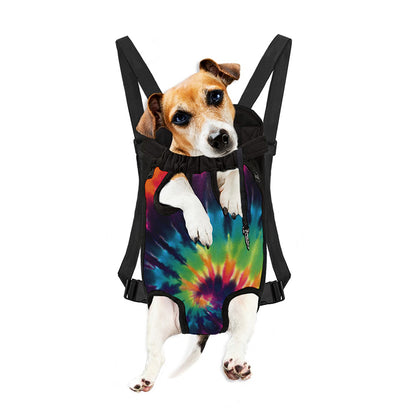 Black And Rainbow Tie Dye Print Pet Carrier Backpack