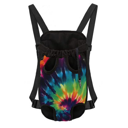Black And Rainbow Tie Dye Print Pet Carrier Backpack