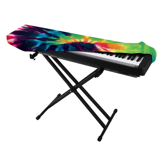 Black And Rainbow Tie Dye Print Piano Keyboard Cover