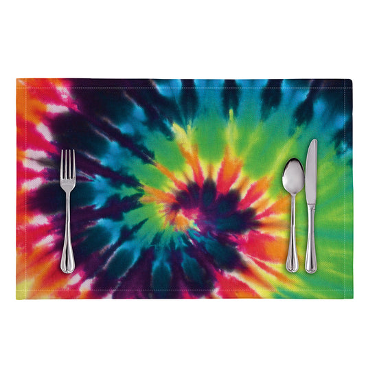 Black And Rainbow Tie Dye Print Placemat