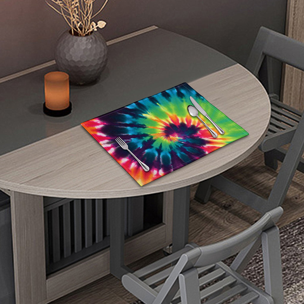 Black And Rainbow Tie Dye Print Placemat