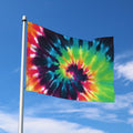 Black And Rainbow Tie Dye Print Polyester Flag