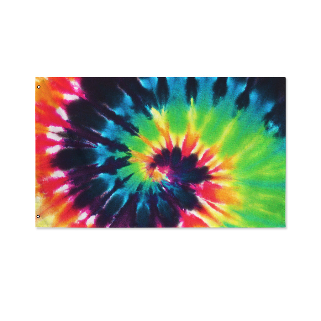 Black And Rainbow Tie Dye Print Polyester Flag