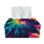 Black And Rainbow Tie Dye Print Rectangle Tissue Box Cover