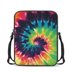 Black And Rainbow Tie Dye Print Rectangular Crossbody Bag