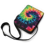 Black And Rainbow Tie Dye Print Rectangular Crossbody Bag