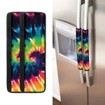 Black And Rainbow Tie Dye Print Refrigerator Handle Covers