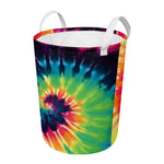 Black And Rainbow Tie Dye Print Round Laundry Basket