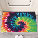 Black And Rainbow Tie Dye Print Rubber Doormat
