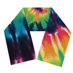 Black And Rainbow Tie Dye Print Scarf