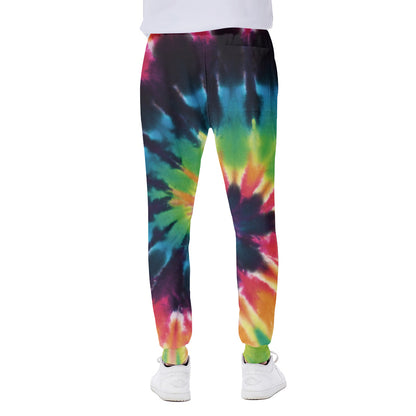 Black And Rainbow Tie Dye Print Scuba Joggers