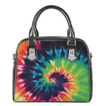 Black And Rainbow Tie Dye Print Shoulder Handbag