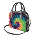 Black And Rainbow Tie Dye Print Shoulder Handbag