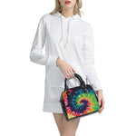 Black And Rainbow Tie Dye Print Shoulder Handbag