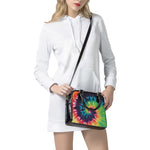 Black And Rainbow Tie Dye Print Shoulder Handbag