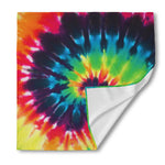 Black And Rainbow Tie Dye Print Silk Bandana