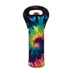 Black And Rainbow Tie Dye Print Single Neoprene Wine Tote