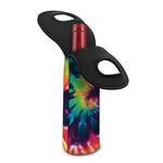 Black And Rainbow Tie Dye Print Single Neoprene Wine Tote