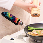 Black And Rainbow Tie Dye Print Skillet Handle Cover
