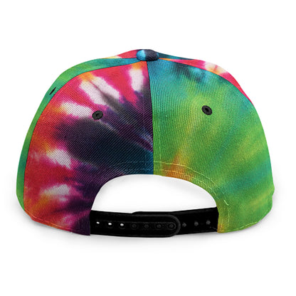 Black And Rainbow Tie Dye Print Snapback Cap