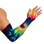 Black And Rainbow Tie Dye Print Sun Protection Arm Sleeves