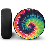 Black And Rainbow Tie Dye Print Tire Cover