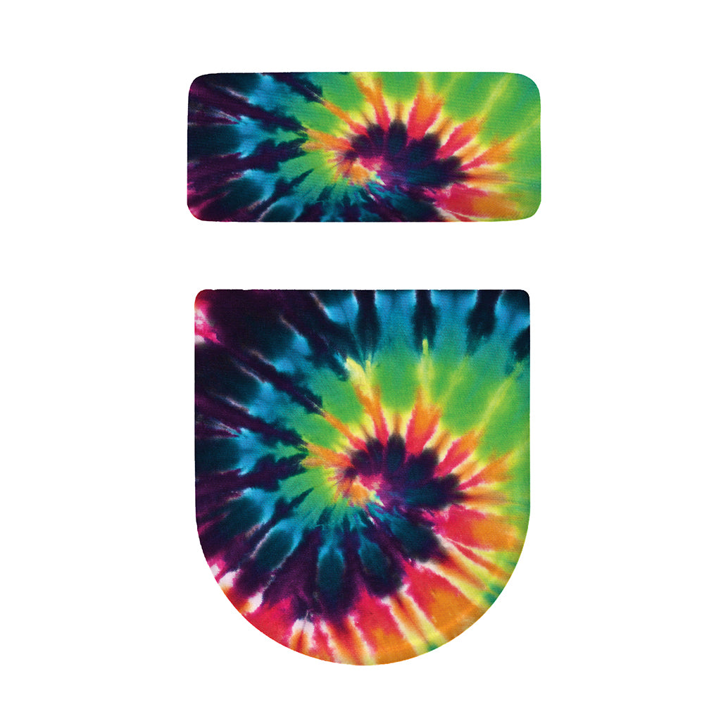 Black And Rainbow Tie Dye Print Toilet Lid And Tank Cover Set
