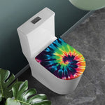 Black And Rainbow Tie Dye Print Toilet Lid Cover