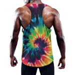 Black And Rainbow Tie Dye Print Training Tank Top