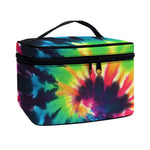 Black And Rainbow Tie Dye Print Travel Makeup Bag