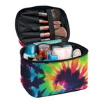 Black And Rainbow Tie Dye Print Travel Makeup Bag