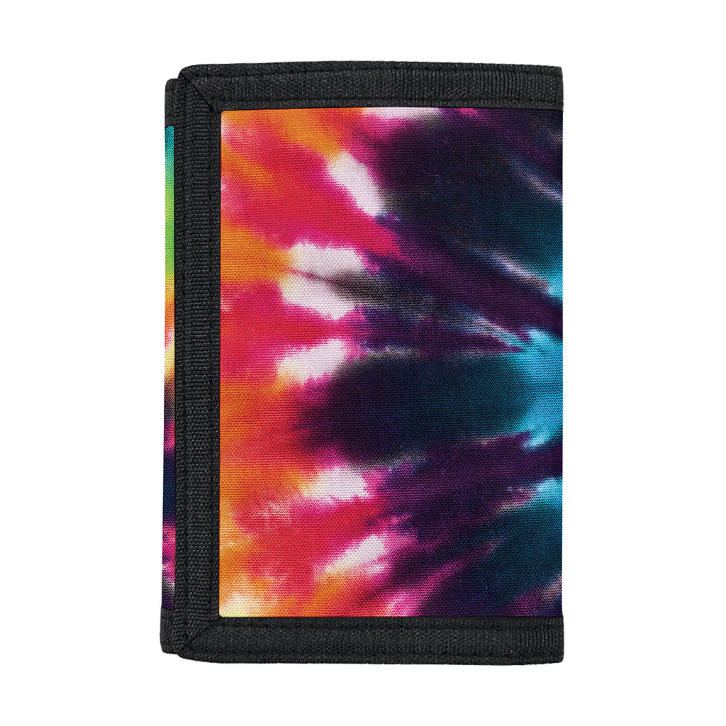 Black And Rainbow Tie Dye Print Trifold Wallet
