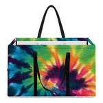 Black And Rainbow Tie Dye Print Utility Tote Bag
