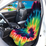 Black And Rainbow Tie Dye Print Waterproof Car Seat Cover